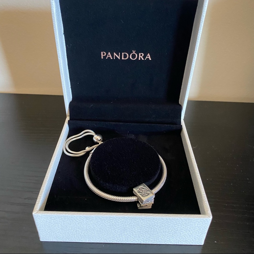 Pandora Moments Snake Chain Slider Bracelet With ‘study’ charm
